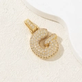 Puffy letter G pendant in gold-plated copper with shimmering micro-pave zircons - Letter G