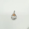 S925 silver heart fishtail pendant with orange and clear zircon stone inlay - Irregular-Silver