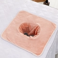 Roze koraalvlies massage gezichtshanddoek met rond gat en witte gezoomde randen - 35*35cm (Vierkant) / Levendig Oranje