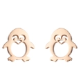 Cute penguin stud earrings in rose gold stainless steel for minimalist winter fashion - Penguin / Rose Gold