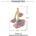 Ginkgo leaf pendant dimensions: 32mm by 22mm size guide in gold and enamel finish - YE736-2-Pink Blue Ginkgo Leaf