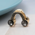 Elegant geometric gold hair claw clip with black crystals for back of head styling - Black E7314