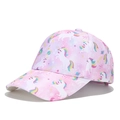Rosafarbene Mädchen Baseballkappe mit Einhorn, Planeten und bunten Sternenmustern - Sternbild Einhorn - Rosa
