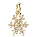 Gold snowflake charm pendant encrusted with sparkling cubic zirconia stones for DIY jewelry - 035-Sparkling Snowflake