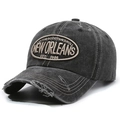 Casquette vintage délavée anthracite avec broderie New Orleans et bords usés stylés - Noir