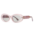 Gafas de sol ovaladas rosa translúcido con remaches plateados y lentes gris claro - C10 Morado/Gris Claro