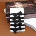 Set of five black bow hair ties with ribbed texture on high elastic rubber bands - 【5Pcs Card Pack】Bowknot Seamless (All Black)