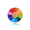 Rainbow enamel metal pin with rotating movie genre selector dial and 'What To Watch' text - Decision Brooch / Rainbow D - Watch Choice