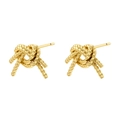 Elegant gold woven knot stud earrings with minimalist design on a white background - Knot Style (VE1423 Gold)