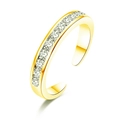 Elegante anillo de pie en plata S925 bañada en oro con pavé de circonitas brillantes - Estilo Strass - Dorado