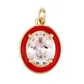 Oval gold pendant with vibrant red enamel and a sparkling clear zircon centerpiece - Oval-Red