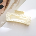 Elegante molletta per capelli quadrata bianco crema con motivo trapuntato per donna - 10.5cm Beige Trapuntato
