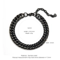 Punk black stainless steel double-row Cuban link bracelet with adjustable length - SL-8 / Black
