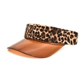 Cappello a cilindro vuoto con stampa leopardata e visiera in PVC marrone per donne - M (56-58cm) / Cachi