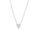 Macro shot of silver heart pendant necklace featuring sparkling pavé cubic zirconia - Heart / Silver