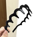 Cerchietto nero ondulato con pettine per capelli per bambine e ragazze - 256 Cerchietto Nero con Denti