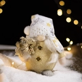 Gnome de Noël sans visage en peluche avec bonnet à flocons dorés et barbe blanche - Gnome à Fleur Dorée