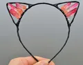 Cat ear headband with pink crystals and beaded details for party hair accessory - No.58 Pink Quartz