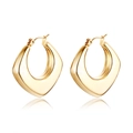 Polished hollow thick gold hoops in a geometric U-shape made of stainless steel - Thick Hoop (EH-274G)