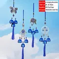 Blue evil eye wind chimes featuring Hamsa hand, elephant, and butterfly designs - Evil Eye Butterfly Hamsa Style (LD2007-A款)