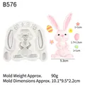 Easter bunny and egg silicone cake mold for DIY chocolate fondant baking 10cm - 1# Bunny & Flowers / Gray