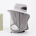 Light grey outdoor sun hat with protective face mesh and wide brim in professional studio view - Veil Shawl / Light Gray