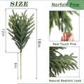 Green 18-inch real touch artificial Norfolk Pine stem with natural realistic needle texture - Norfolk Pine Real Touch Branch