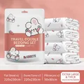 Thickened portable travel bedding set with rabbit pattern in vacuum packaging - Printed Double Set (4 Pcs)