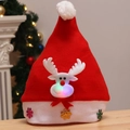 LED glowing Christmas hat with a 3D plush reindeer and colorful snowflake sequins - Reindeer LED Kids Style