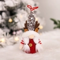 Weihnachtswichtel mit grauer Paillettenmütze und roten Rentiergeweihen - Geweih Waldmann Weiblicher Anhänger (E-DD49) / Roter Körper/Graue Paillettenmütze