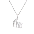 Collana in acciaio inossidabile con ciondolo silhouette di una madre con quattro bambini - Madre che passa il cuore a 4 bambini (CS00239)