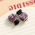 Detailed view of handmade purple marbled fish charms with golden rings for DIY jewelry making - 3D Color Matching Fish / Purple and White Marble