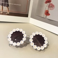 Funny daisy flower sunglasses with white petals and yellow centers in a clear resin frame - Kids Daisy Style