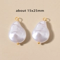 Pair of irregular baroque imitation pearl pendants with gold loops, size 15x25mm - 10# Baroque Pearl (15x25mm) / Gold