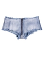 Hellblaue Mikro-Denim-Shorts mit Frontreißverschluss und Fransen am Saum - S / Hellblau