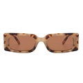 Retro rectangle sunglasses featuring classic tortoise shell frames and brown lenses - Leopard Print Frame Tea Lens