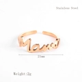 Rose gold stainless steel Mama script adjustable ring with a polished 21mm finish - LR1100 Ring / Rose Gold
