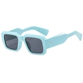 Fashionable sky blue rectangular sunglasses with thick frames and dark grey lenses - Light Blue Frame Gray Lenses