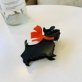 Cute black Scottish Terrier acrylic hair claw clip with orange scarf accent - Red Scarf Black Dog