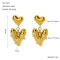 Orecchini a cuore placcati oro 18k con perle e specifiche dettagliate sulle misure - Oro