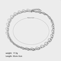 Collana a catena in acciaio inossidabile argento con maglie lucide e opache e chiusura - Collana a Maglie Ovali Spliced (YYN023027)