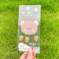 Süße sommerliche transparente PVC-Aufkleber mit Cartoon-Bären- und Erdbeermustern - Bär