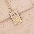 Detailed close-up of The Emperor tarot card necklace with colorful crystal accents - 4# The Emperor