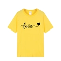 Short sleeve bright yellow t-shirt featuring black love print and heart graphic - XS / Yellow 318 (Black Print)