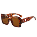 Gafas de sol cuadradas en carey con patillas anchas caladas en diseño de cadena dorada - Montura Carey Lente Té