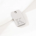 Polished silver stainless steel rectangular tag pendant featuring engraved letter K - Letter K(KLJ9791-Z) / Silver
