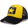 Yellow and black mesh trucker hat with a five-pointed star and retro graphic print - Adjustable / Yellow