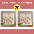 20-piece set of elegant white pearl brooch pins on a card display for clothing - White (Value Pack 20 Pcs)