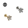 G23 titanium internal thread labret studs with flower-shaped zircon crystals - NO-4 (Marquise Large Flower)