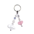 Cute colorful beaded keychain with white cloud and pink heart pendant on white background - White Cloud/Pink Heart